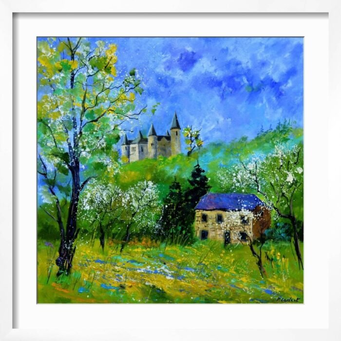 ART.COM Wall Art Print Castle of Veves on White Frame by Pol Ledent, 20" x 20" - Image 3