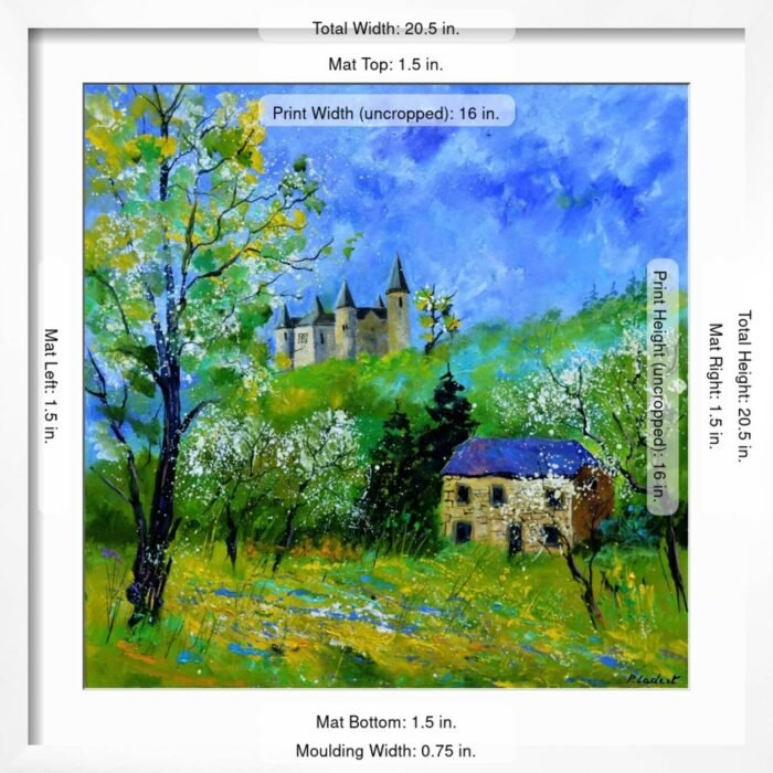 ART.COM Wall Art Print Castle of Veves on White Frame by Pol Ledent, 20" x 20" - Image 5