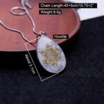 Howlite Waterdrop Pendant Necklace With Hexagram Symbol, Natural Stone Energy Je... - Image 3