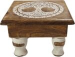 Wooden Handmade Engarved Small Altar Table, Meditation Table, Wiccans Altar Tabl... - Image 3
