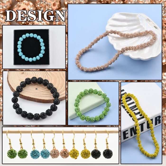 100pcs 10mm Rhinestone Clay Beads for Crafting - Ice Collection Baseball Bling S... - Image 7