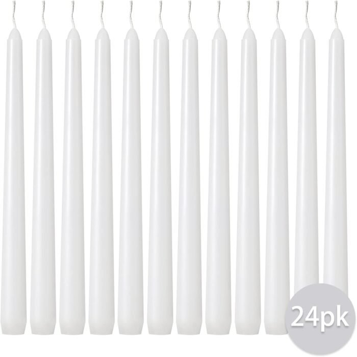 Kedtui Taper Candles 10 inch (H) Dripless, Set of 24 White Unscented and Smokele... - Image 3