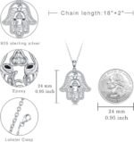 Hamsa Hand Necklace for Women 925 Sterling Silver Hamsa Necklace Amulet Spiritua... - Image 5