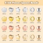 Gold Spacer Beads Set,2160 Pieces Bracelet Beads Friendship Bracelet Kit for Jew... - Image 3
