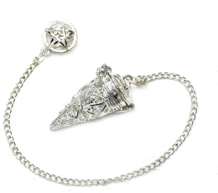 Healing Metal Pendulums for Divination, Silver Chamber Cone Steel Copper Pendulu... - Image 3