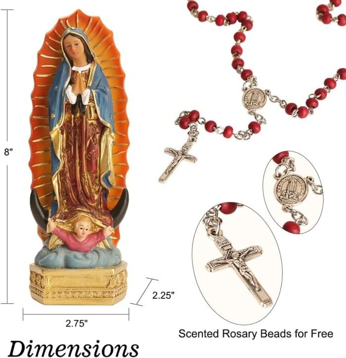 orenm Virgen de Guadalupe Statues,8 Inch Coloured Our Lady of Guadalupe Statue,R... - Image 4
