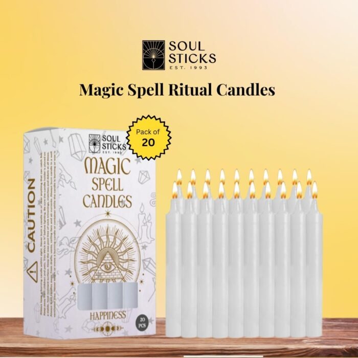SOUL STICKS Happiness Magic Spell Chime Candles White Taper Candles 20 Pack - Ta... - Image 3