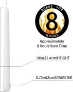 Tuyai 24 Pack Tall White Taper Candles, 10 inch (H) Dripless, Unscented Dinner C... - Image 3