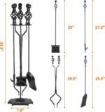 VODA Fireplace Tools Set, 5-Piece Cast Iron 33" Fire Place Set Tools Indoor Fire... - Image 4