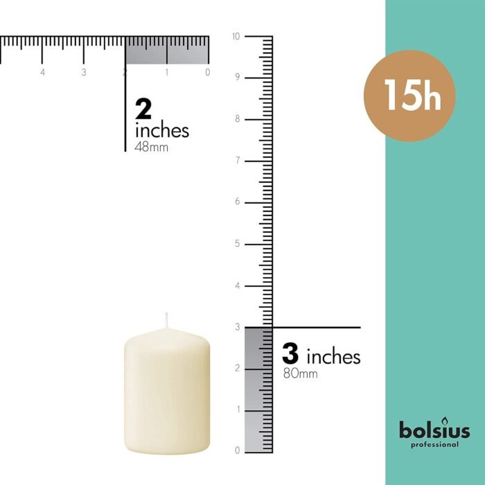 Bolsius Ivory Pillar Candles – 2x3 Inches – 20 Pack Unscented – Premium European... - Image 3