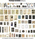 Esweny 200PCS Vintage Scrapbooking Supplies Kit for Journaling, Scrapbook Sticke... - Image 3