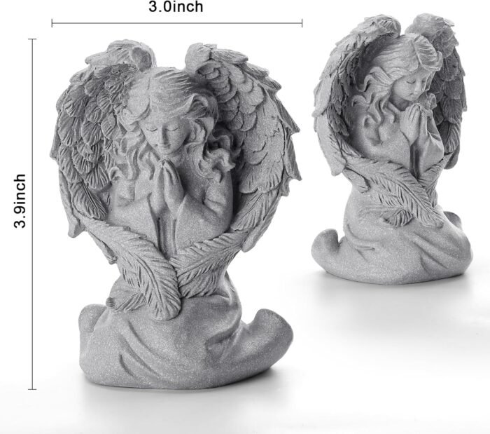 INLOMEM Praying Angel Figurine, Sculpted Hand-Painted Figurine, Angel Wings Stat... - Image 4