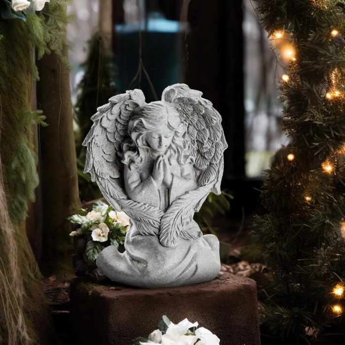 INLOMEM Praying Angel Figurine, Sculpted Hand-Painted Figurine, Angel Wings Stat... - Image 7