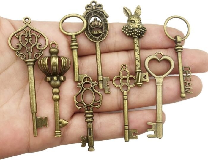 Youdiyla Vintage Skeleton Key in Antique Bronze Style - Set of 46pcs (HM107) - Image 3
