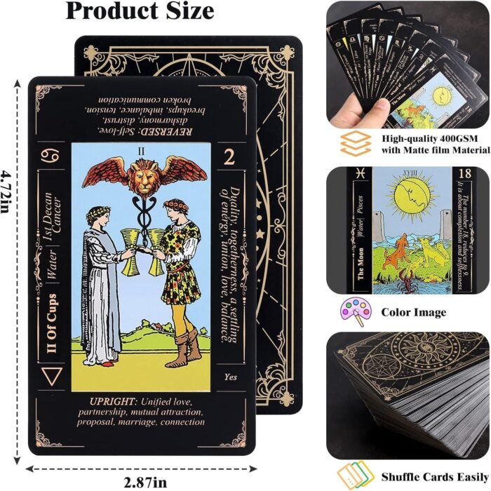 Tarot Cards with Guide Book & Linen Carry Bag, 78 Classic Original Tarot Cards D... - Image 5