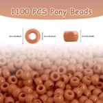 Pony Beads Bulk 1100 Pcs, Brown, Plastic, Barrel Shaped, 6x9mm, Perfect for Jewe... - Image 3