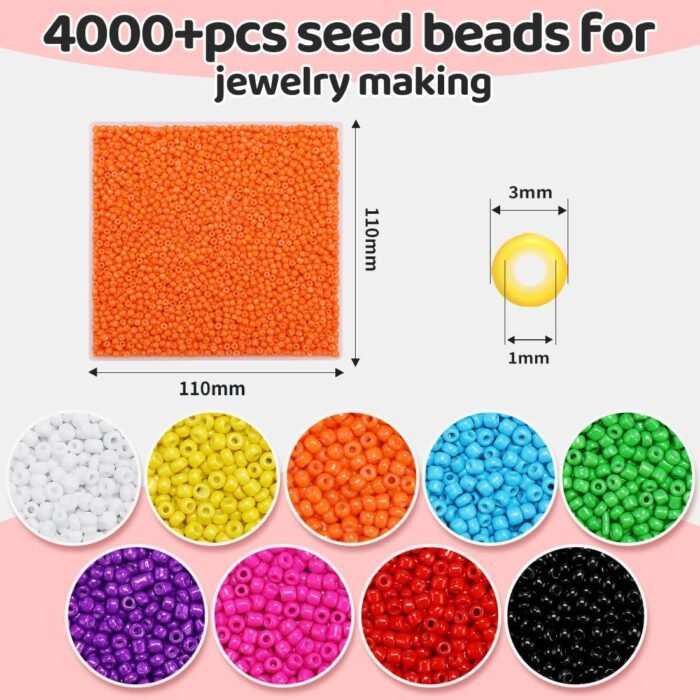 IOOLEEM Orange Seed Beads, 4000+pcs 3mm Glass Seed Beads, Seed Beads for Jewelry... - Image 3