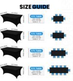 Utopia Kitchen 6FT Spandex Tablecloth [2 Pack, Black] 200 GSM Stretch, Fitted, W... - Image 3