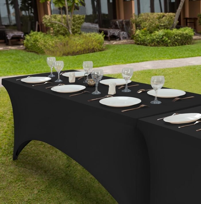 Utopia Kitchen 6FT Spandex Tablecloth [2 Pack, Black] 200 GSM Stretch, Fitted, W... - Image 7