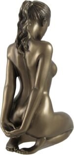 US 5.88 Inch Nude Female Statue Kneeling with Hands on Back, Bronze Color - Image 4