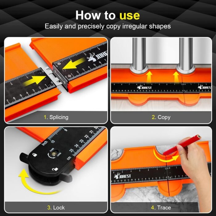 JOREST Connectable Contour Gauge (10+5 Inch), Gifts Ideas for Men Dad Handyman H... - Image 4