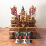 Small Altar Thai Buddha Worship Wood Set 9 Amulet Miniature Table Teak Shelf Hom... - Image 3