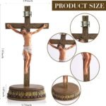 Jesus Cross Statue - Standing Crucifix for Home Decor and Altar, Catholic Cross ... - Image 3