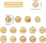 PH PandaHall Hollow Out Round Spacer Beads, 30pcs 18K Gold Plated Tibetan Style ... - Image 5