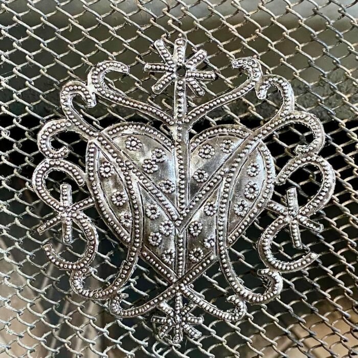 Haitian Art-inspired Veve Design, Freda Veve Heart, 4" Haiti, Ornament, Handmade... - Image 7