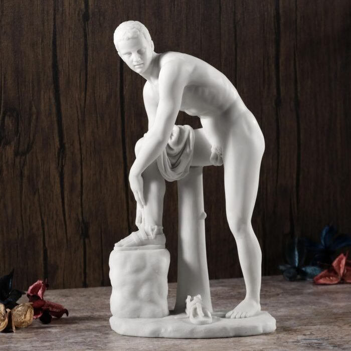 Veronese Design 10 Inch Hermes Fastening Sandle Resin Statue Marble White Finish... - Image 3