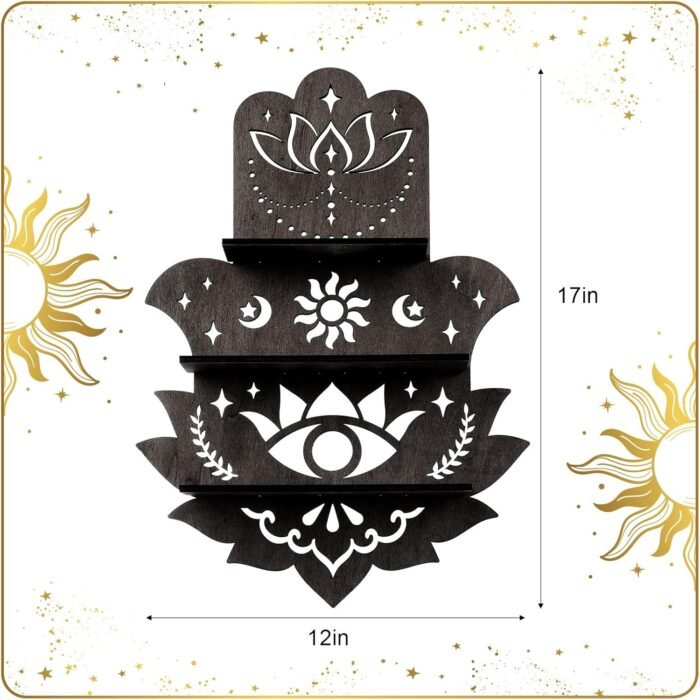 Hamsa Wall Decor Lotus Crystal Shelf Display for Evil Eye - Large 17'' Hamsa Han... - Image 4