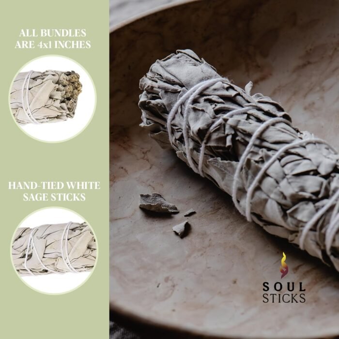 SOUL STICKS 4 Inch 12 Pack California White Sage Smudge Sticks Bulk for Home Cle... - Image 3
