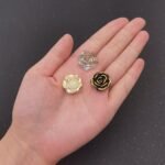 120pcs 20mm Flatback Drilled Rose with Gold Frame Cabochons Flower Beads Plastic... - Image 5