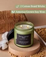 M&SENSE Eucalyptus & Mint Soy Candles for Home Scented, 11.6oz 70 Hour Burn Arom... - Image 4