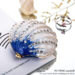 YU FENG Seashell Figurine Trinket Box Hinged Crystals Jeweled Painted Enameled C... - Image 4