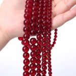 Smooth Garnet Red Glass Crystal Round Loose BeadsFor Jewelry Making DIY Bracelet... - Image 4