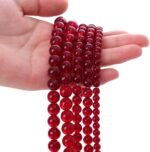 Smooth Garnet Red Glass Crystal Round Loose BeadsFor Jewelry Making DIY Bracelet... - Image 5