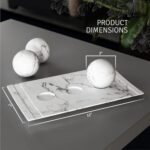 Creative Scents White Marble Look Home Decor Tray and Orb Set Coffee Table Decor... - Image 6