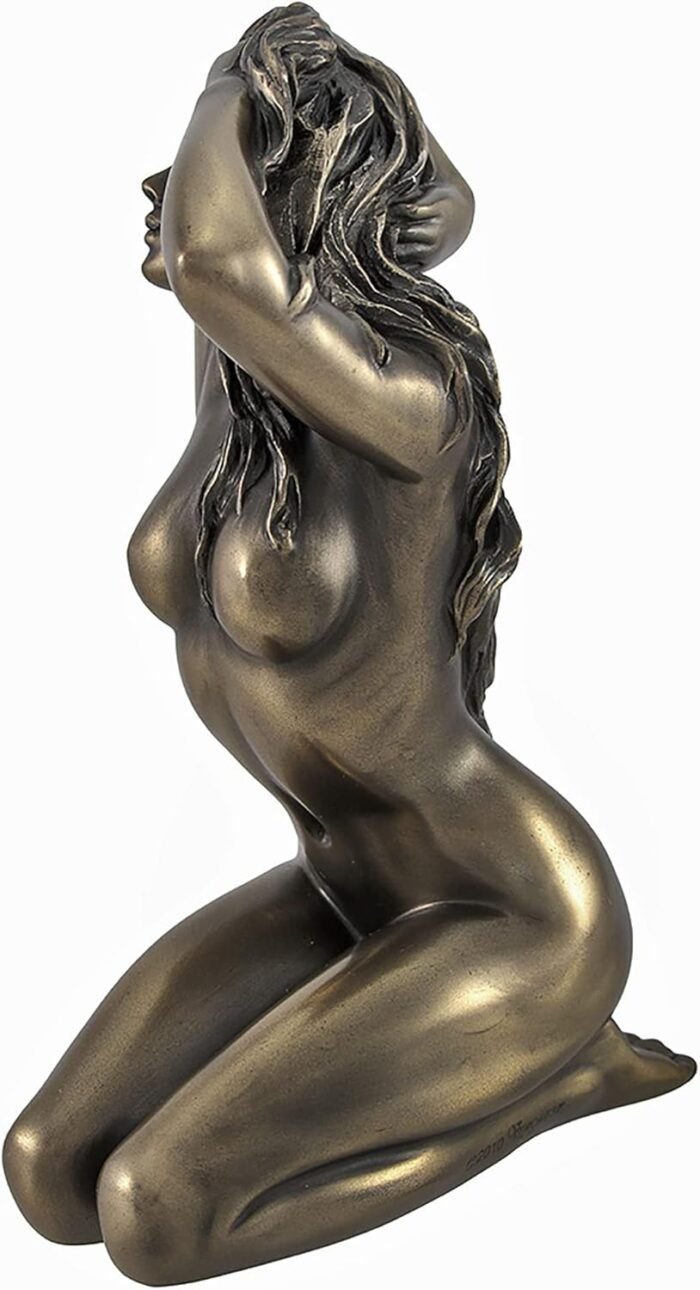 Veronese Design Bronze Finished Female Tasteful Nude Cast Resin Statue - Kneelin... - Image 3