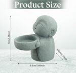 Buddha Sandstone Statues, Zen Monk Praying Statue Sculptures Ornament for Wealth... - Image 3