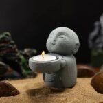 Buddha Sandstone Statues, Zen Monk Praying Statue Sculptures Ornament for Wealth... - Image 4