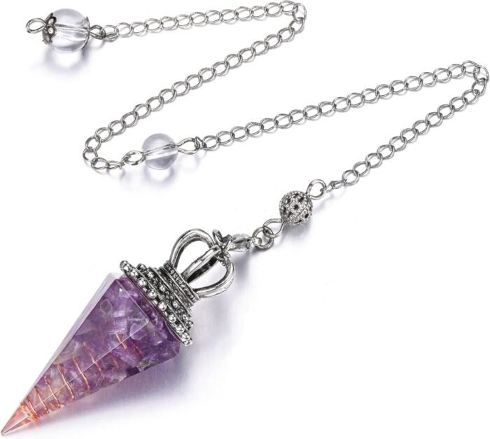 Jovivi Natural Amethyst Crystal Pendulums for Divination Dowsing 6 Facted Crown ... - Image 3