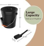 Ash Bucket - 4.75-Gallon Metal Bucket with Lid and Shovel for Fireplace or Firep... - Image 4