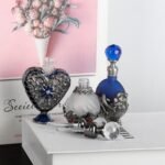 SEVENBEES 15ml Vintage Glass Perfume Bottle with Antique Silver Flower Figurine ... - Image 3