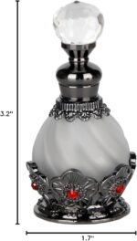 SEVENBEES 15ml Vintage Glass Perfume Bottle with Antique Silver Flower Figurine ... - Image 5