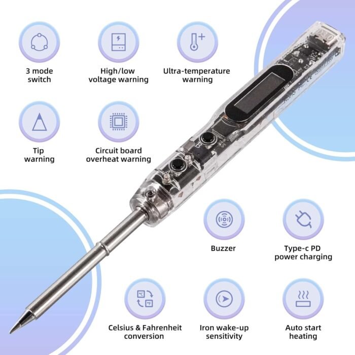68W Electric Soldering Iron, SEQURE SI012 Pro Portable Solder Iron, OLED Screen ... - Image 3