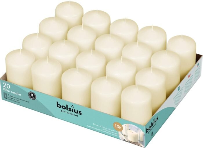 Bolsius Ivory Pillar Candles – 2x3 Inches – 20 Pack Unscented – Premium European... - Image 2
