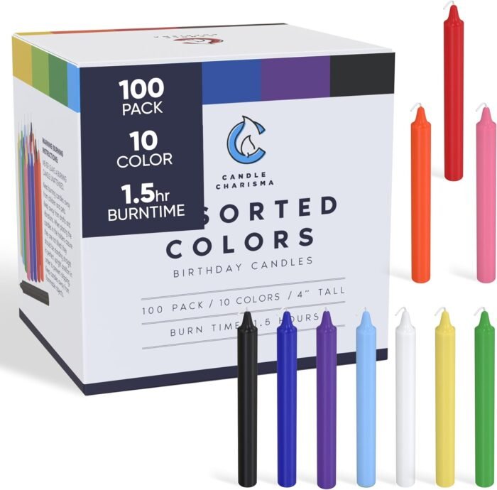 Candle Charisma 100 Multi-Colored Spell Candles - 4" Unscented Paraffin Chime Ca... - Image 2