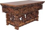 DharmaObjects Solid Indian Elm Wood Hand Carved Floor Shrine Altar Meditation Ta... - Image 2