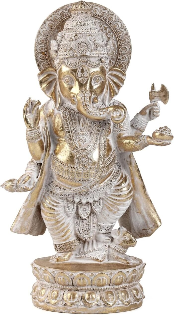 Gold Lord Ganesha Statues- Hindu Elephant God Statue Resin Sculpture Indian Gane... - Image 2